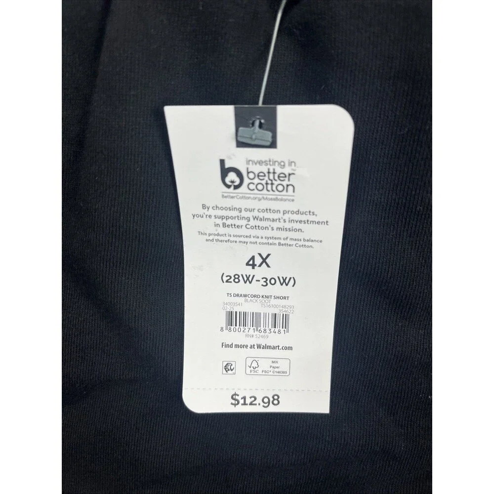 TERRA & SKY Drawcord Knit Shorts Sweat Black Size 4X 28W-30W NEW - Picture 10 of 10